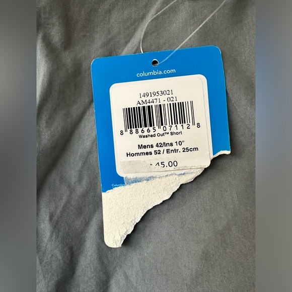Columbia‎ Men's Washed Out™ Shorts Size 42 Regular 10” Inseam NWT Gray Chino - Picture 5 of 8
